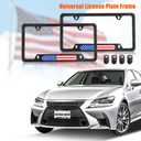 2 x Carbon Fiber License Plate Frames 2 Pack Aluminum Front & Rear Auto Car Tag Holder, with Mount Hardware, Screw Caps & Rattle Proof Pads(Carbon Pattern)