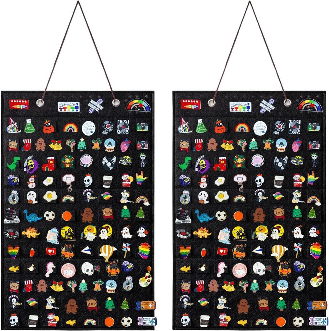Collector Pin Board,Pin Collections Storage Holder,Enamel Pin Hanging Display Board,Pin Board For Pins Collection,Pin Holder Display For Wall,Enamel Pin Organizer Display Case(96 Slots,Black+Black)