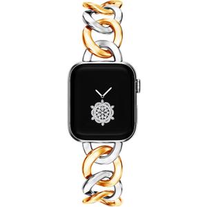 Kolgios 38/40/41/42/44/45/46mm Cool Chain Women Smartwatch Bands Compatible for Apple Watch Bands Series 11/ SE3/10/9/8/7/6/5/4 Stylish Replacement Bracelet for IWatch S11/10/9 Gift To Her (Gold/sliver)