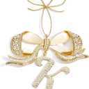 2025 Christmas Initial Ornaments,Bow Letter Ornaments for Xmas Tree,Hanging Christmas Ornament Gift for Mother Friends Sister Wife Grandma Women Men (-K)