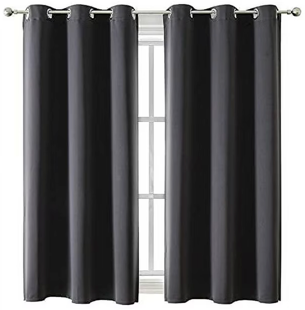 Grommet Blackout Curtains for Bedroom and Living Room - 2 Panels Set Thermal Insulated Room Darkening Curtains (Dark Grey, 36 x 52 Inch)