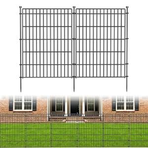 10 Panels No Dig Garden Fence Animal Barrier, 34in(H) × 22.5ft(L) Decorative Metal Outdoor Dog Fence, Rustproof Pet Fencing for Yard, Patio, Flower Bed -Temporary Fencing| Easy to Install
