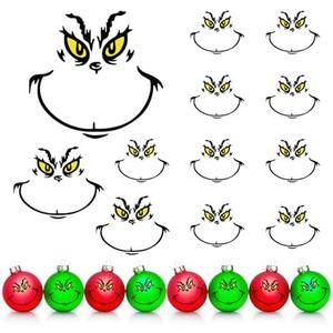 Large 36 Pcs Christmas Face Stickers for Crafts 7 Inch 5 Inch 4 Inch 3 Inch Small Transfers UV Vinyl Faces Eyes Decals for Ornaments Glass Drinking Cups Wood Balls Party Supplies Pack of 3
