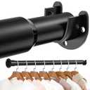 Mavivegue Closet Rod, 17 to 28 Inch Adjustable Closet Rods for Hanging Clothes, Heavy Duty Tension Rod, Black Curtain Rod, for Closet, Wardrobes, Bathroom, Laundry