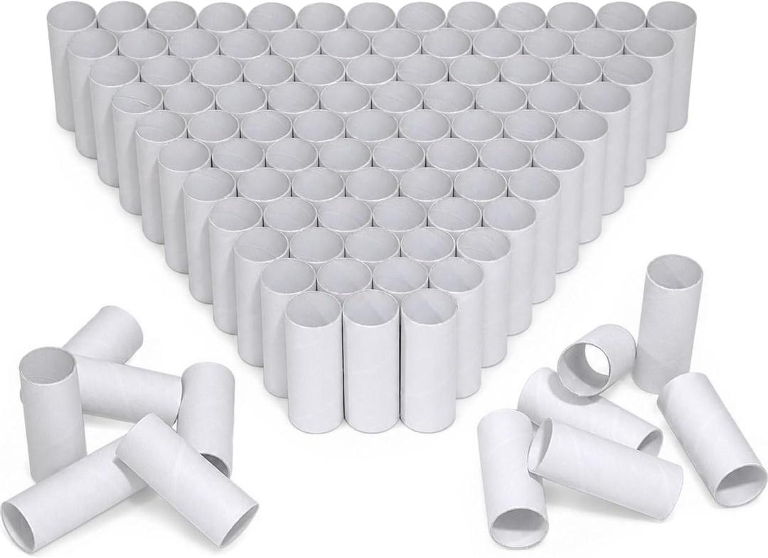 HESESOH 100 Pack Cardboard Tubes for Crafts - 1.57 x 3.94 Inches - Total White Toilet Paper Empty Rolls Round Thick Tubes Sturdy for Classroom Family Handmade DIY Projects
