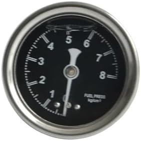 VicizeRecht Fuel Pressure Gauge, 1/8 NPT Brass Back Mount, Shock-Proof Glycerin Filled, Measure Water, Air, Hydraulic Pressure, 0-8 kg/cm Range, Set of 4