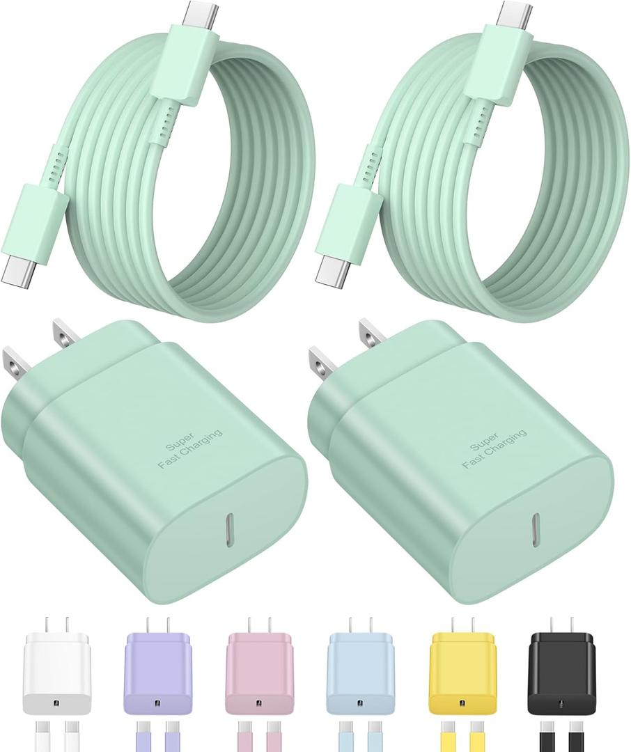 Type C Charger Fast Charging for iPhone 17 16 15,USB C Samsung Chargers Block 25W Super Fast Chargers for Samsung Galaxy S25/S24 S23 S22 S21/iPhone Air/17/17 Plus/17 Pro Max/16 Pro Max/15 Plus(Green)