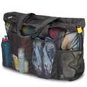 GOTDYA Extra Large Beach Bag, XL Mesh Tote with Zipper and Pockets Ideal for Your Family Lake/Cruise/Beach Vacation Essentials-Black