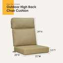 Outdoor High Back Chair Cushion, 2 Pack 44x21 inches Patio Chair Cushions Water Repellent Rocking Cushions Indoor Furniture Seat Pad, Warm Taupe