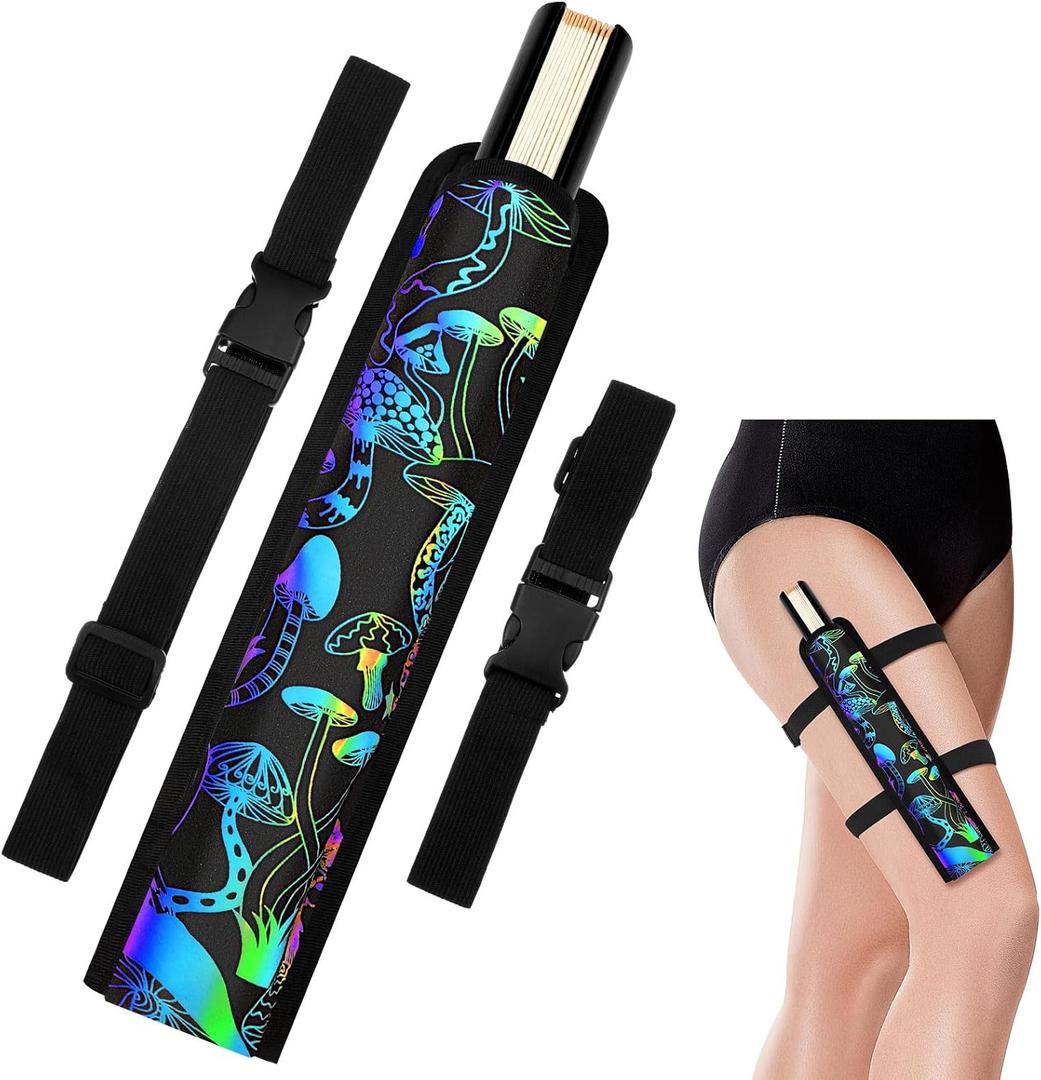 Summer Rave Fan Holster Rave Fan Holder Folding Hand Pouch Foldable Sleeves with Waist Belt for Thigh Party