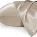 Bedsure Satin Pillowcases, Similar to Silk Pillow Cases Queen Size Set of 2, Pillow Case for Sleeping Women with Envelope Closure, Gifts for Women Men, Khaki, 20x30 Inches (11 - Taupe)