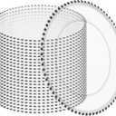 24 Pack Clear Charger Plates 13 Inch Acrylic Round Dinner Chargers with Black Beaded Rim, Plastic Round Decorative Plates for Kitchen Wedding Party Home and Tabletop Decoration, 24 Pcs