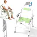 Foldable Shower Chair with Arms & Back,350 LBS for Seniors & Disabled