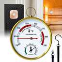 Sauna Thermometer Fahrenheit and Hygrometer, Upgraded Lanyard-Mounted for Portable Steam Sauna Box, Ideal for Infrared/Indoor/Home Use, Essential Accessory and Gift for Enthusiasts (Black)
