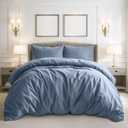 Pure Bedding Duvet Cover Queen Size - 3 Pieces Extra Soft Bedding Set, Includes 1 Duvet Cover 90x90 Inches with Zipper Closure & 2 Pillow Shams, Comforter Not Included, Ash Blue
