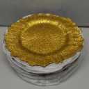 20pcs Gold Charger Plates,13 Inch Charger Plates Bulk,Round Ruffled Rim Chargers for Dinner Plate,Disposable Chargers Plate for Wedding,Party