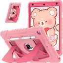 OKP Case for iPad 9th/ 8th/ 7th Generation 10.2 Inch (2021/2020/2019), Shockproof Rugged Heavy Duty i Pad 9 8 7 th Gen Protective 10.2'' Cover with Pencil Holder/Kickstand, Pink