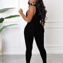 chicyes Women's Sexy Jumpsuits Workout Sleeveless Ribbed One Piece Casual Pants Plus Size Romper Summer Outfits (Black, XL)