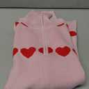 Heart Sweater for Women V Neck Valentines Sweatshirt Quarter Zip Pullover Ribbed Knitted Sweaters Loose Slouchy Tops. M