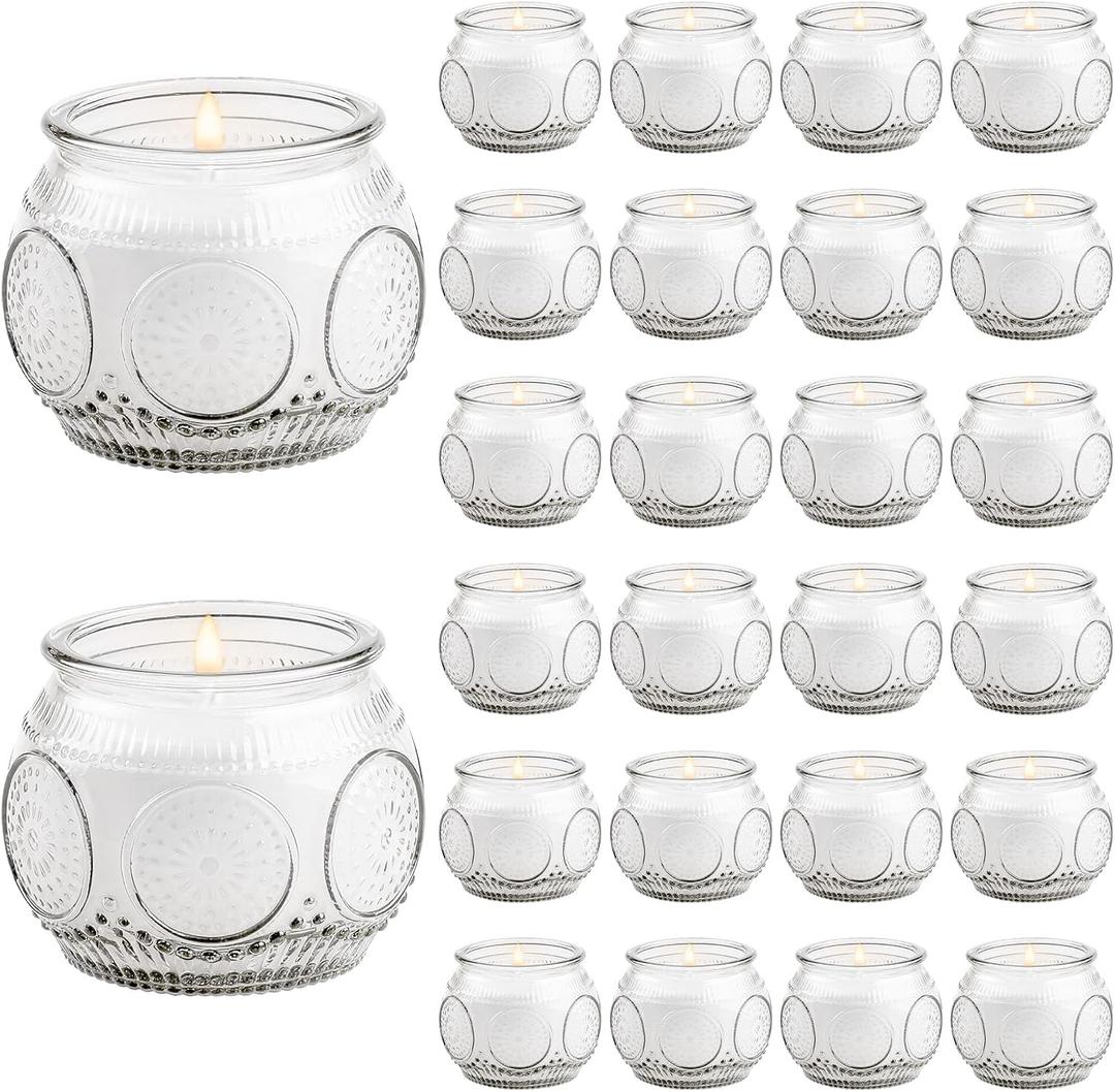 24 Pack of 4 Oz Mini Soy Candles, Vanilla Scented Candle Set in Vintage White for Home, Gifts, Party Favors, Spa & Relaxation It's a Very Holiday Gift to Give to Family and Friends!