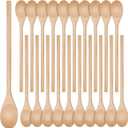 40 Pieces Wooden Spoons for Cooking Bulk 12 Inch Long Handle Cooking Mixing Oval Spoons Tasting Mixing Baking Serving Utensils, Wooden Decorative Spoon Gifts for Bridal DIY Carving Crafts, Drawing (Burlywood)