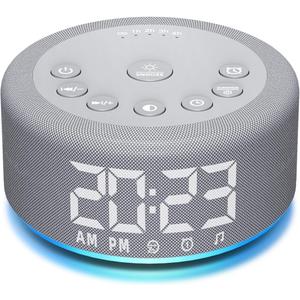 3 in 1 Sound Machine Alarm Clock Night Light White Noise Machine with 27 Sleeping Sounds for Baby Kids Adults 32 Level Volume Auto Off Timer Memory Function Digital Clock with 30 Wake Up Sounds (Gray)