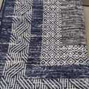 GarveeHome Modern Geometric Area Rug 4x6 Distressed Bordered Washable Non Slip Floor Carpet Non Shedding Thin Soft Low Pile Contemporary Navy Blue Rug for Dining Room, Living Room