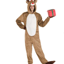 100% polyester
Minky faux fur jumpsuit has zipper down center front, tail sewn on the back, XXL