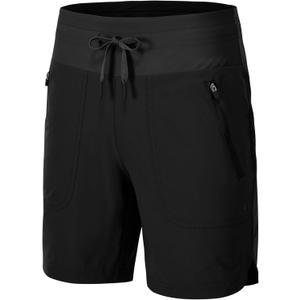 Rdruko Women's Swim Board Shorts with Liner 7" High Waisted UPF 50+ Beach Trunks Shorts (Large, Black)