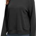 Modal Soft Raglan Long Sleeves Sweatshirts for Women Oversized Crew Neck Pullover Tops L