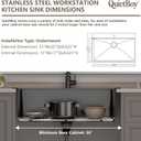 33 x 22" Black Stainless Steel Workstation Kitchen Sink, Large Single Bowl Drop-In Undermount Farmhouse Sink (3018) (Black, 3322), 33*22in