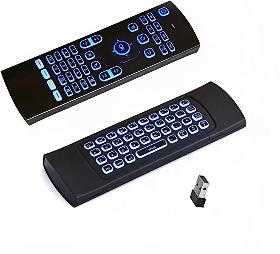 7 Color Backlit LED MX3 Pro Mini Keyboard Fly Remote Mouse,Android TV Remote Control,IR Learning Mini Wireless Keyboard for Android TV Box.HTPC.IPTV,Networked Set-top Box,Mini PC(Battery not Included)