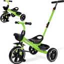 KRIDDO 2-in-1 Toddler Tricycle for Ages 18 Months to 5 Years Old - Extended Push Handle for Effortless Push, Gift Trike for Toddler 3 to 5 Year, Kids Tricycle with Foldable Front Footrest, Purple