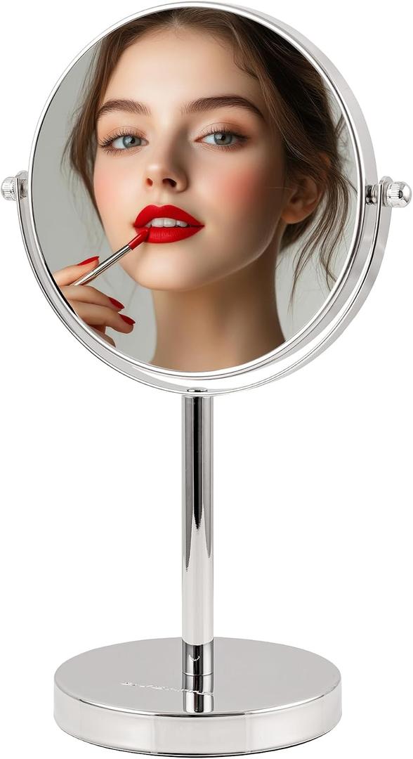 OVENTE 6'' Tabletop Vanity Makeup Mirror, Polished Chrome MNLT60CH1X7X