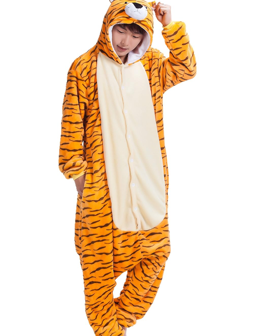 JJEUWE Adult Tiger Suit Pajamas Kigurumi Hoodie Jumpsuit Playsuit, M