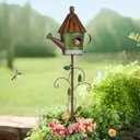 BAYN 57 Bird Houses Stake for Outside, Metal Watering Can Birdhouse Garden Stake Wild Bird Feeder Pole with Welcome Sign Outdoor Decorations for Patio, Backyard, Garden