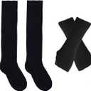 Halloween Witch Costumes for Girls Gothic Cosplay Witch Hat Tutu Skirt Black Knee High Socks Arm Warmers Set (One Size)