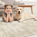 Soalmost 12x15 Washable Area Rug Beige Neutral Abstract Living Room Large Carpet Non Slip Bedroom Indoor Office Dining Room Low Pile Thin Rug
