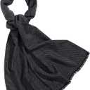 Men's Winter Warm Scarf Premium Cashmere Feel, Luxuriously Soft Long Plaid Pattern (Black/Pattern01)