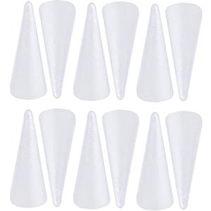 Bright Creations 12 Pack Foam Cones for Crafts, DIY Art Projects, Handmade Gnomes, Trees, Holiday Decorations (2 x 4 in, White) - Foam Cone