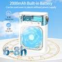 Portable Air Conditioners,2000mAh Rechargeable Mini Air Cooler Fans,500ML Personal Portable AC Unit with 3 Speed, 2 Spray, 7 Color, 3 Timer, Small Desktop Cooling Fan for Bedroom Office (White)