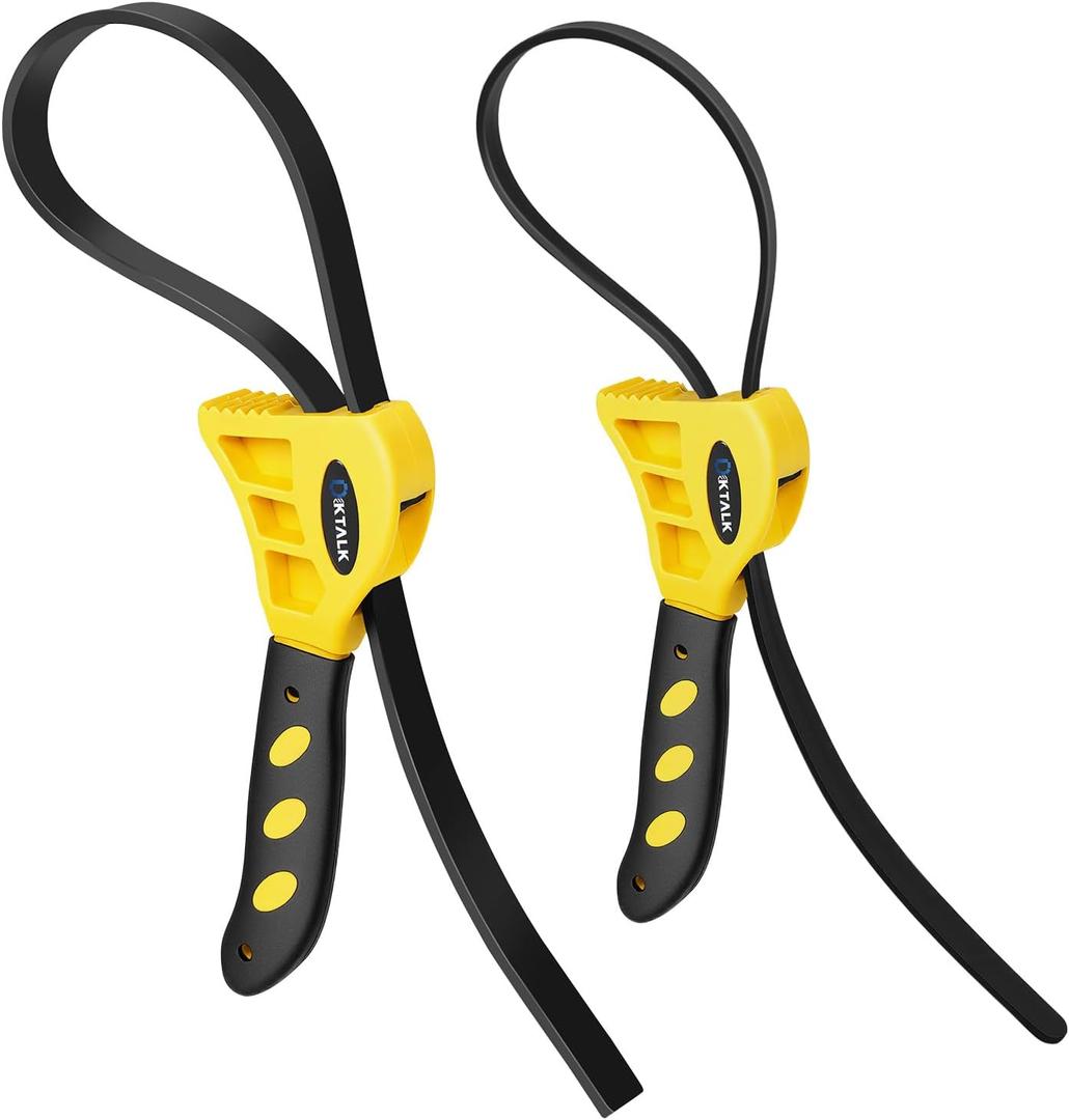 2-Pack Rubber Strap Wrench Set, 4" & 6" Oil Filter Wrench and Jar Opener for Plumbing, Water Filter, Sink Drain & Tub Drain Removal | Non-Slip Adjustable Universal Tool