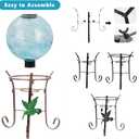 10 Inch Solar Glass Gazing Ball, with 9.4" Tall Metal Gazing Globe Stand, Solar Ball Lights Display Holder Set for Outdoor Garden Lawn Yard Decoration, Blue Water Ripple