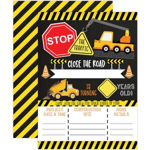 Your Main Event Prints Construction Boy Birthday Invitations - Dump Truck Party Invites - 20 Invitations - Envelopes Not Included