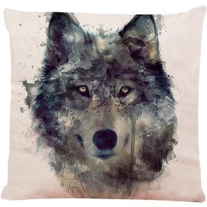 Nordic Simple Watercolor Painting Wolf Animals Art Throw Pillow Cover Square Decorative Throw Pillow Cushion Case for Home Couch Living Room Bed Sofa Car 18 x 18 Inches Pillowcase