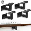 Gyykzz 2 Pack Adjustable Handrail Brackets for Indoor Stairs, Heavy-Duty T316 Stainless Steel Black Railing Bracket for Staircase, Swivel Hand Rail Banister Stand for Corridors, Offices, Living Rooms