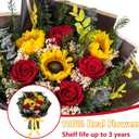 Magic Ants Preserved Flower Bouquet Red Roses Sunflowers Forever - Pop Up Card for Mom Wife Daughter - Mothers Day Birthday Anniversary Valentine Gift - No Water No Wilt Wrapped Ready