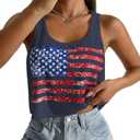4th of July Crop Tops for Women Funny American Flag Shirts Tank Tops Outfits