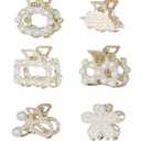 6 Piece Mini Hair Claw Clip With Pearl, Sweet Barrettes Claw Crab Hairpins Styling, Fashion Hair Accessories for Women Girls