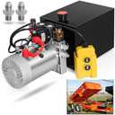 Hydraulic Pump 12V Dump Trailer Pump - Double Acting, 8-Quart Electric Power Unit for Dump Trailers and Car Lifting (8 Quart)